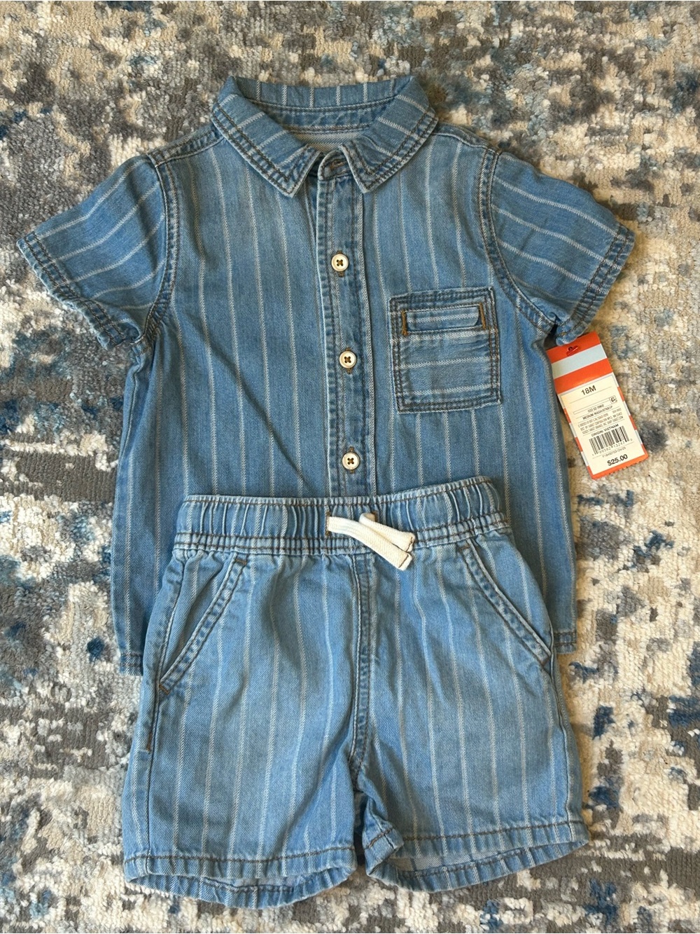 Cat & Jack Light Blue Striped Two-Piece Shorts Set